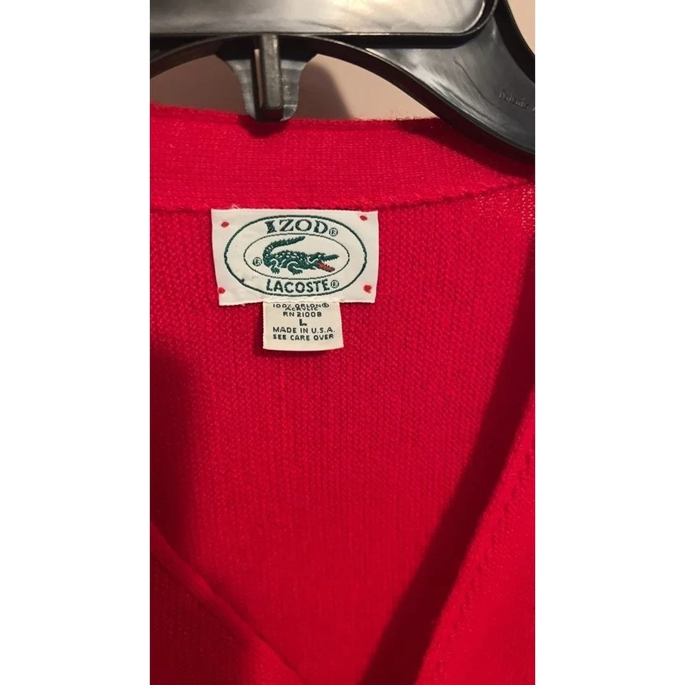 Izod Lacoste Red Cardigan Sweater